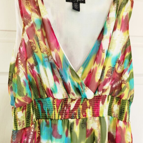 Lane Bryant Shirred Babydoll Maxi Dress Size 18-20 Floral Boho Summer Beach Y2K - Picture 4 of 7